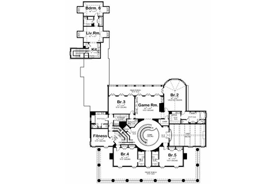 Floor Plan - Upper Floor for Southern House Plan #20-2173 - 6 bed, 6.5 bath