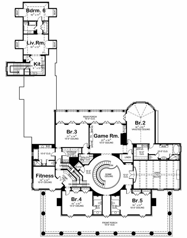 Dream House Plan - Southern Floor Plan - Upper Floor Plan #20-2173