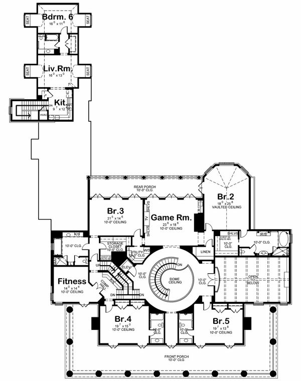 Dream House Plan - Southern Floor Plan - Upper Floor Plan #20-2173