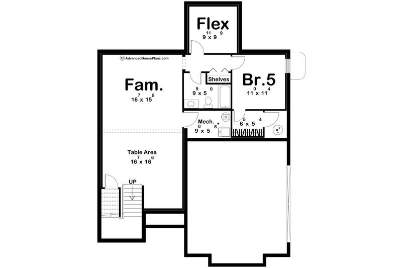 House Blueprint - Floor Plan - Lower Floor for Cottage House Plan #455-819 - 4 bed, 3.5 bath