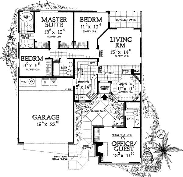 Architectural House Design - Ranch Floor Plan - Main Floor Plan #72-223