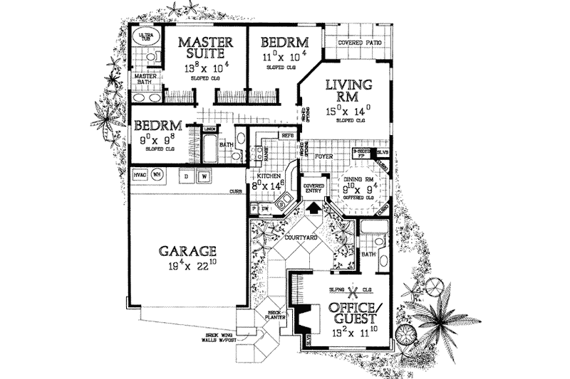 Home Plan - Floor Plan - Main Floor for Ranch House Plan #72-223 - 4 bed, 3 bath