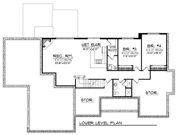 House Plan Design - European Floor Plan - Lower Floor Plan #70-874