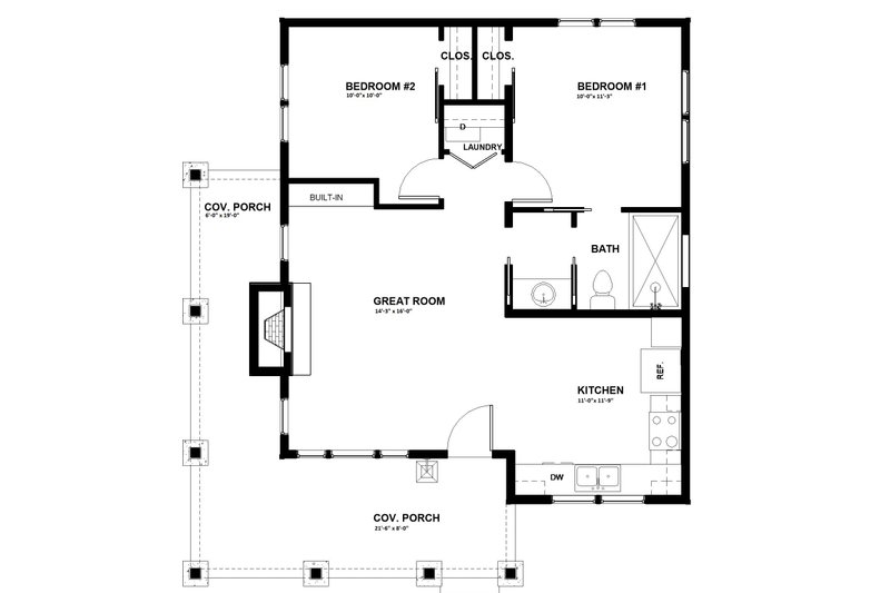 Home Plan - Floor Plan - Main Floor for Cabin House Plan #895-91 - 2 bed, 1 bath