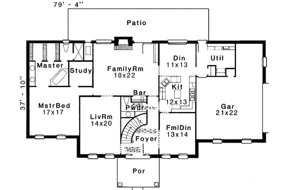 Floor Plan - Main Floor for Colonial House Plan #310-105 - 5 bed, 2.5 bath