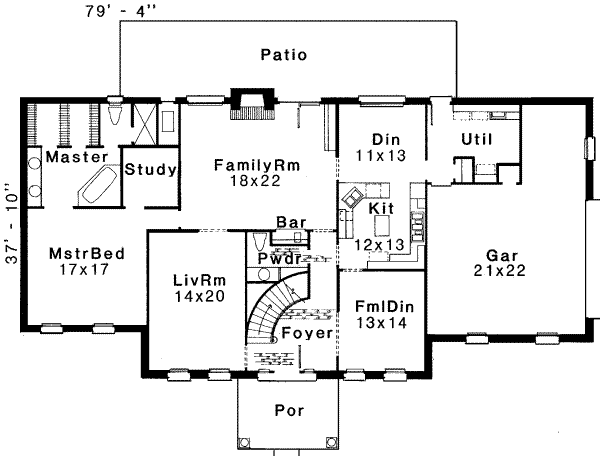 Colonial Floor Plan - Main Floor Plan #310-105