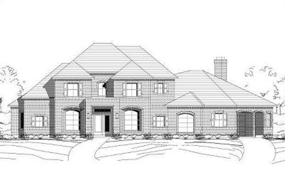 Exterior - Front Elevation for European House Plan #411-412 - 4 bed, 4.5 bath