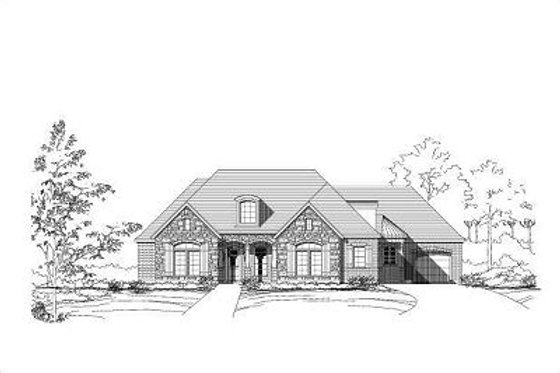 Exterior - Front Elevation for European House Plan #411-517 - 4 bed, 3 bath