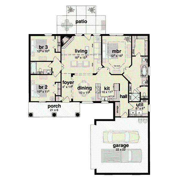 House Design - European Floor Plan - Main Floor Plan #36-128