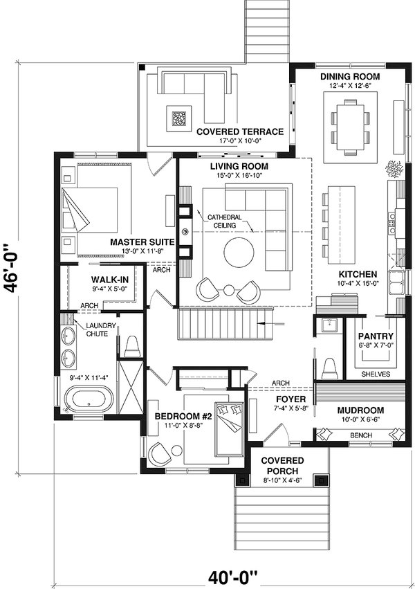 Home Plan - Bungalow Floor Plan - Main Floor Plan #23-2828