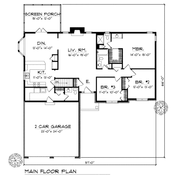 Home Plan - Traditional Floor Plan - Main Floor Plan #70-162