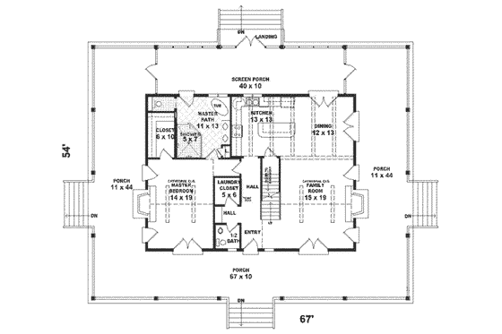 Floor Plan - Main Floor for Southern House Plan #81-240 - 3 bed, 2.5 bath