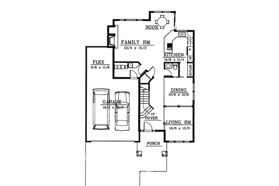 Floor Plan - Main Floor for Bungalow House Plan #94-206 - 4 bed, 2.5 bath