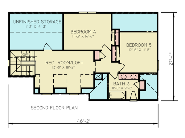 House Blueprint - Farmhouse Floor Plan - Upper Floor Plan #54-674