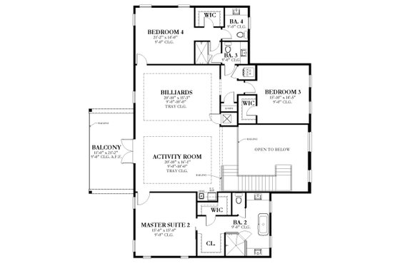 Floor Plan - Upper Floor for Traditional House Plan #1058-227 - 4 bed, 4.5 bath