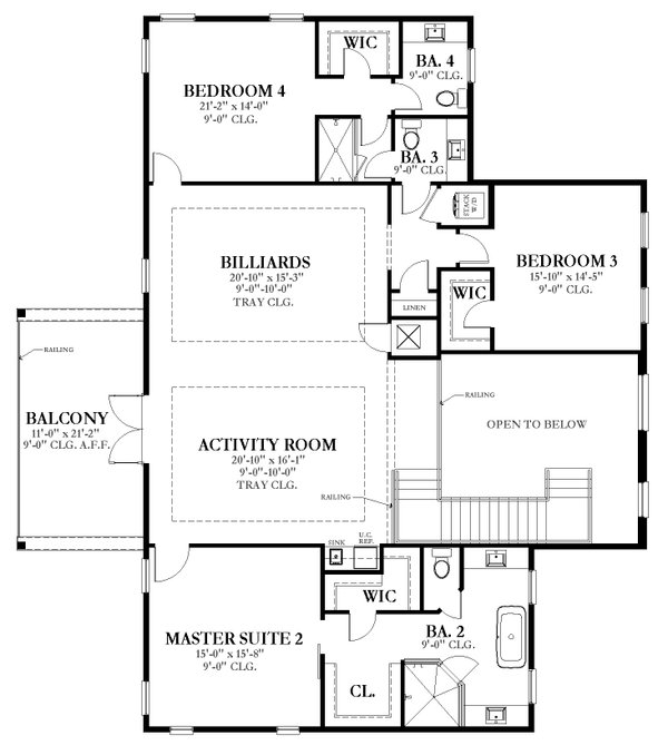 Traditional Floor Plan - Upper Floor Plan #1058-227