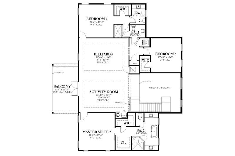 Home Plan - Floor Plan - Upper Floor for Traditional House Plan #1058-227 - 4 bed, 4.5 bath