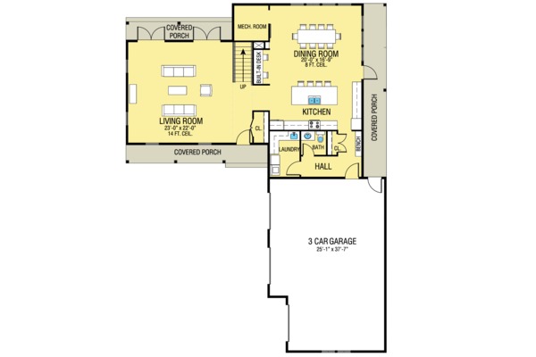 Architectural House Design - Farmhouse Floor Plan - Main Floor Plan #1068-2