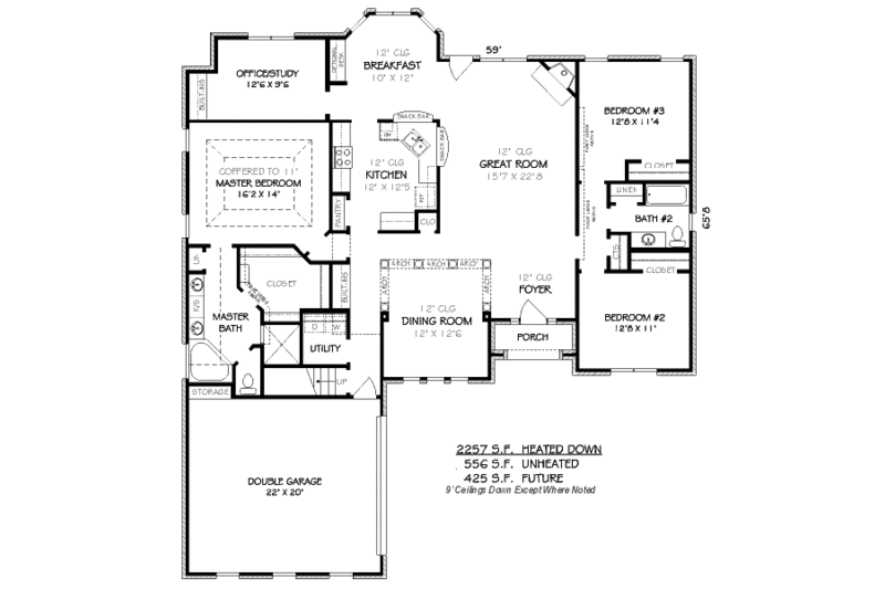 European Style House Plan - 3 Beds 2 Baths 2257 Sq/Ft Plan #424-28 ...