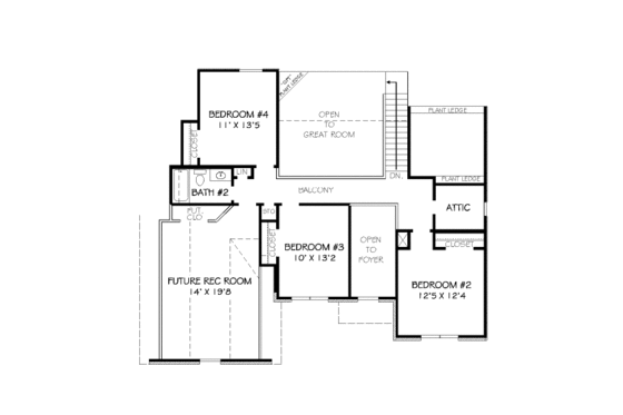 Floor Plan - Upper Floor for European House Plan #424-334 - 4 bed, 2.5 bath