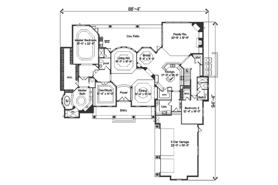 Floor Plan - Main Floor for Southern House Plan #135-205 - 6 bed, 5 bath