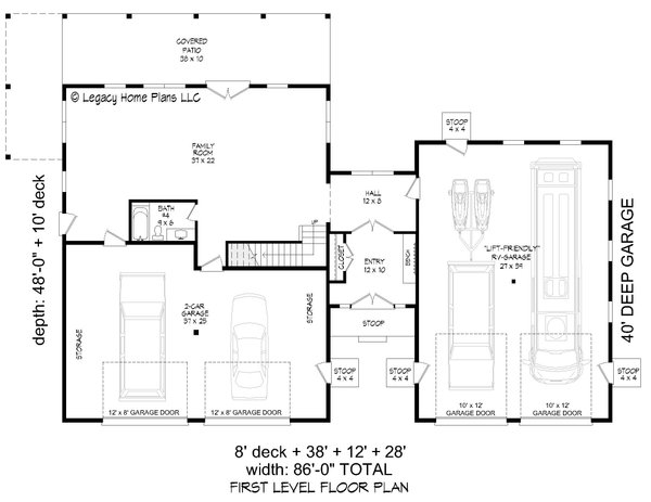 Southern Floor Plan - Main Floor Plan #932-926