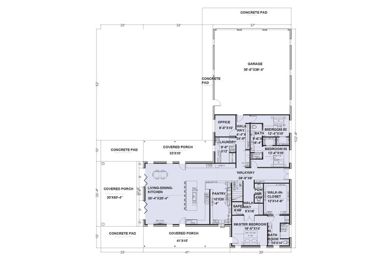 Home Plan - Floor Plan - Main Floor for Barndominium House Plan #1107-32 - 4 bed, 3.5 bath