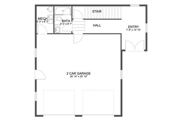 House Blueprint - Floor Plan - Main Floor for Traditional House Plan #1060-484, 1.5 bath