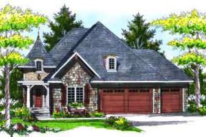 European Exterior - Front Elevation Plan #70-709