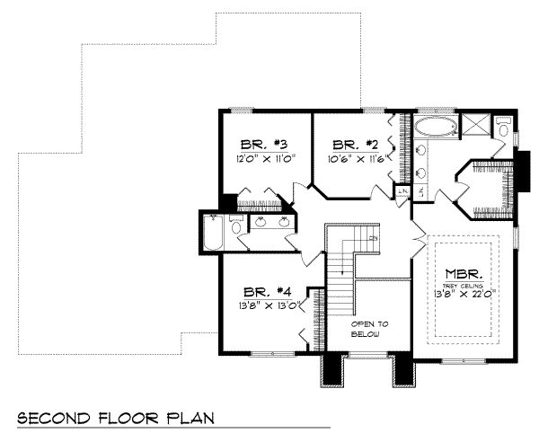 Modern Floor Plan - Upper Floor Plan #70-439