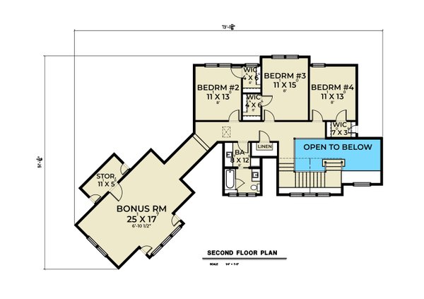 Craftsman Floor Plan - Upper Floor Plan #1070-187