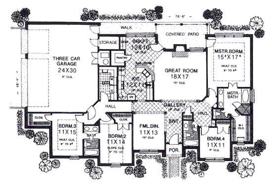 Floor Plan - Main Floor for European House Plan #310-825 - 4 bed, 3 bath