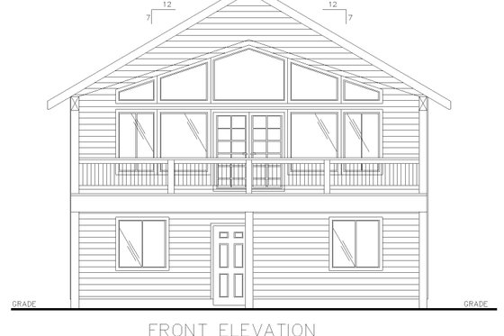 Exterior - Front Elevation 3 for Country House Plan #117-975 - 2 bed, 2 bath