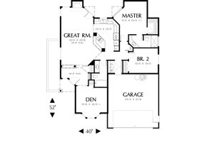 Floor Plan - Main Floor for Ranch House Plan #48-583 - 3 bed, 2 bath