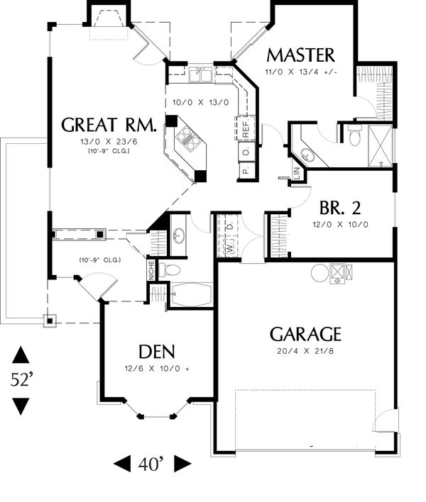 Dream House Plan - Ranch Floor Plan - Main Floor Plan #48-583