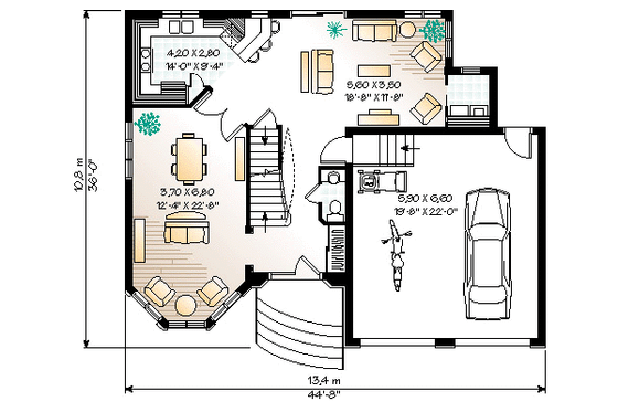 Floor Plan - Main Floor for European House Plan #23-285 - 3 bed, 2.5 bath
