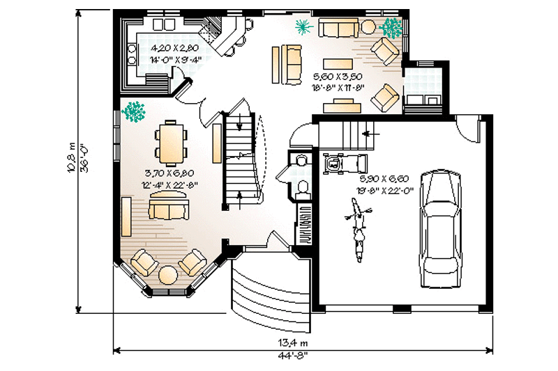 Home Plan - Floor Plan - Main Floor for European House Plan #23-285 - 3 bed, 2.5 bath