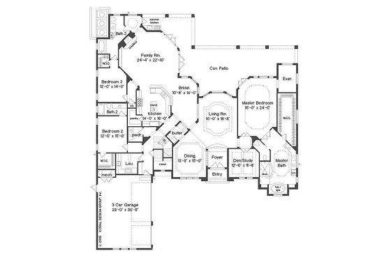 Floor Plan - Main Floor for European House Plan #135-145 - 4 bed, 5.5 bath