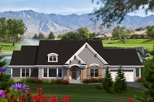 Ranch Exterior - Front Elevation Plan #70-1214