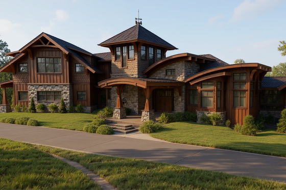 Exterior - Front Elevation for Modern House Plan #921-33 - 4 bed, 3.5 bath