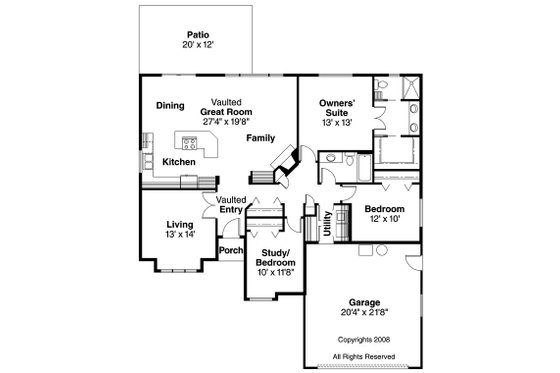 Floor Plan - Main Floor for Traditional House Plan #124-376 - 3 bed, 2 bath