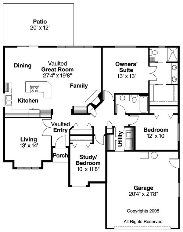 House Design - Traditional Floor Plan - Main Floor Plan #124-376