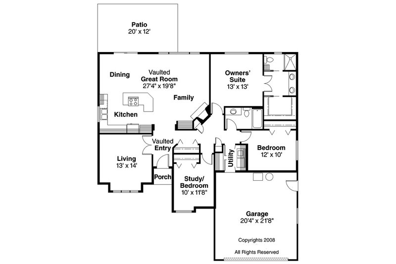 Home Plan - Floor Plan - Main Floor for Traditional House Plan #124-376 - 3 bed, 2 bath