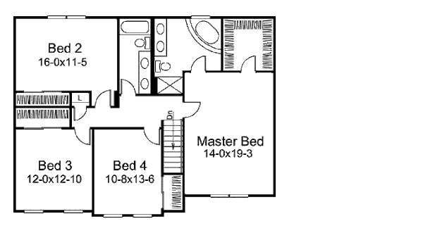 Traditional Floor Plan - Upper Floor Plan #57-550