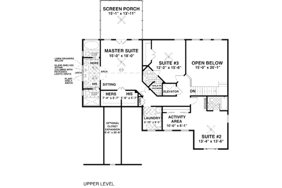 Floor Plan - Upper Floor for Craftsman House Plan #56-561 - 4 bed, 4 bath