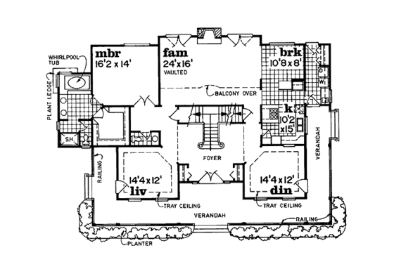 Floor Plan - Main Floor for Traditional House Plan #47-222 - 4 bed, 3.5 bath