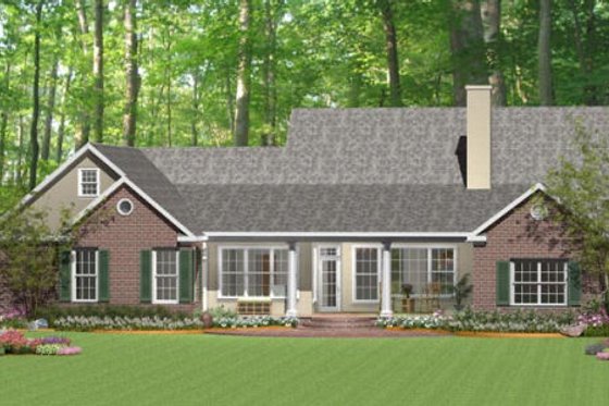 Exterior - Rear Elevation for Southern House Plan #406-9618 - 3 bed, 3.5 bath