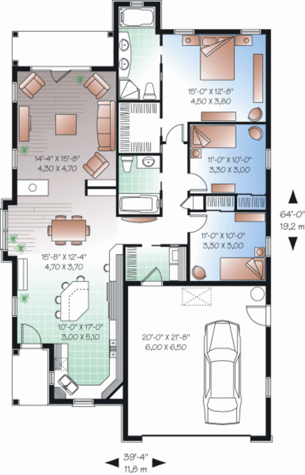 House Plan Design - Cottage Floor Plan - Main Floor Plan #23-2214