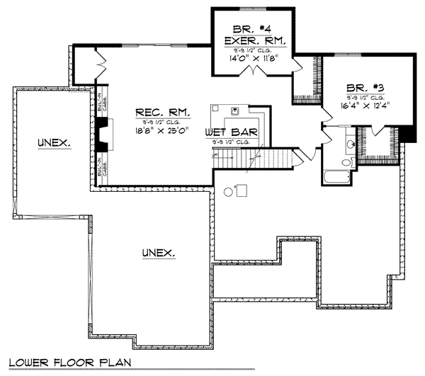 House Plan Design - European Floor Plan - Lower Floor Plan #70-808