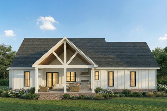 Exterior - Rear Elevation for Farmhouse House Plan #1074-129 - 4 bed, 3 bath